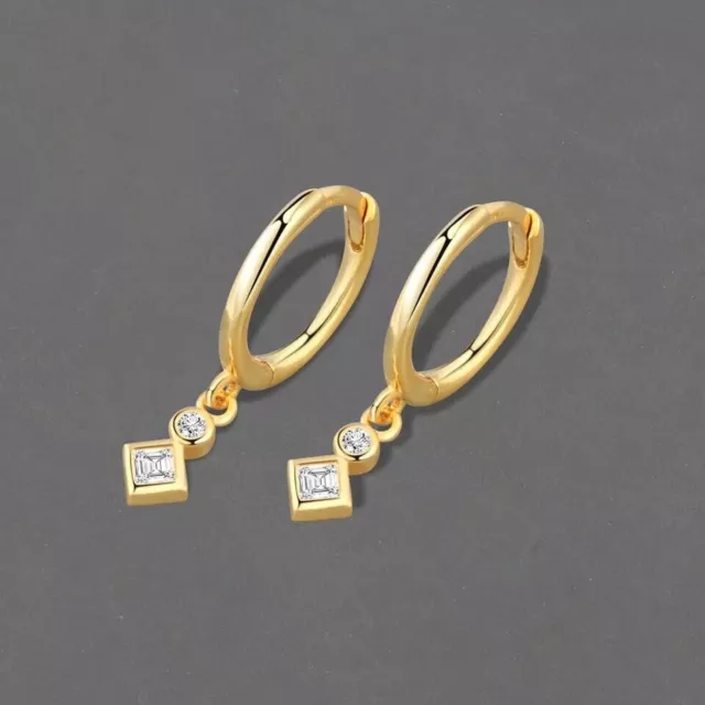 18K Gold Plated Dangle hoop earrings geometric charm Huggie Hoops