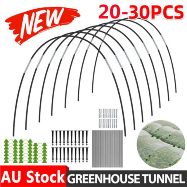 30X Greenhouse Hoops Plant Grow Tunnel Garden Support Frame&Plant Protective Net