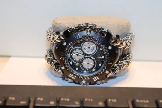Invicta Reserve Gladiator 55mm Chronograph Black Steel Swiss Watch New 34435