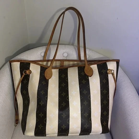 Louis Vuitton Limited Rare Stripe Monogram Rayures Neverfull MM Tote Louis Vuitton Limited Rare Stripe Monogram Rayures Neverfull MM Tote