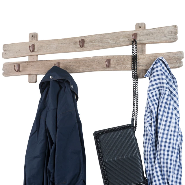 Rustic Barnwood Wall Mounted Hanging Entryway Coat Rack. 38"x10" with 7 hooks