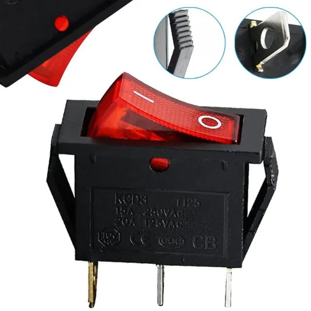 Facile installazione KCD3 pulsante rosso onOff 3 pin DPST interruttore a dondolo