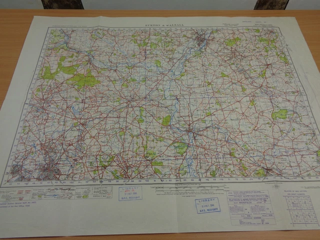 WW2 map "BURTON & WALSALL" with SECRET ROCKET BASE INK STAMP (V1 & V2 ROCKETS)