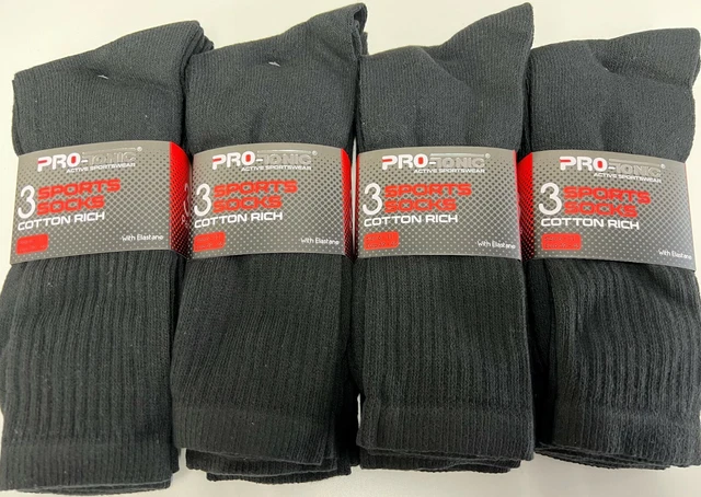 3-12 Pairs Men's Pro Sonic Sports Cotton Rich Sportswear Socks UK 6-11 EUR 39-46