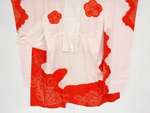 39647# Japanese Kimono / Antique Hitoe Juban For Furisode / Shibori / Ume Blosso
