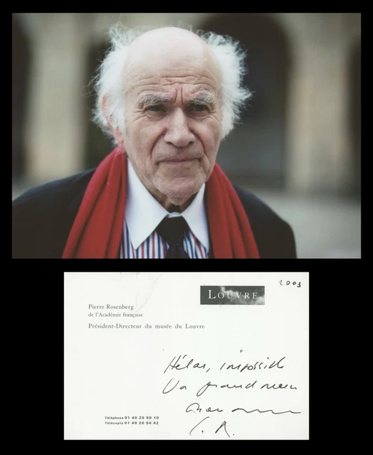 Pierre Rosenberg - Académicien français - Carte autographe signée - 2007 + Photo