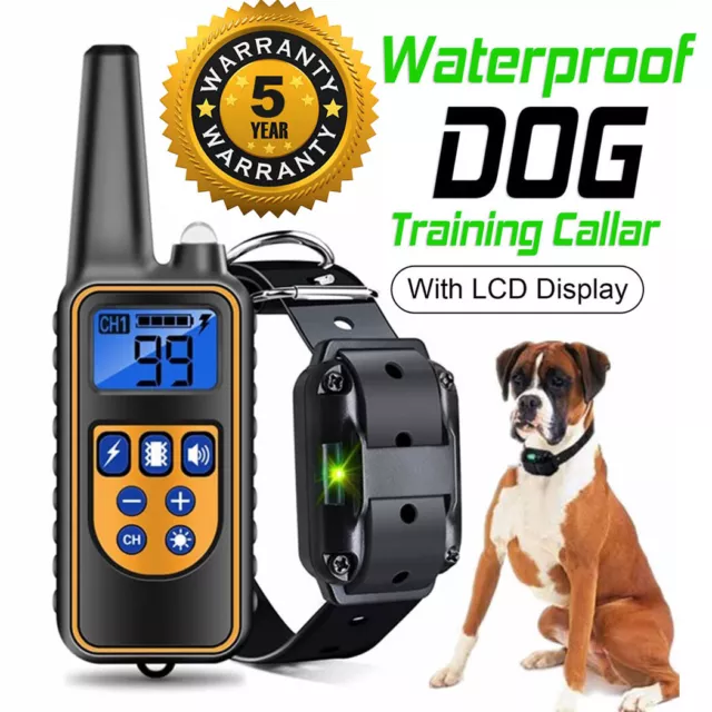 Dog Pet Training Collar Rechargeable Waterproof Electric Anti Bark Shock 3000 FT