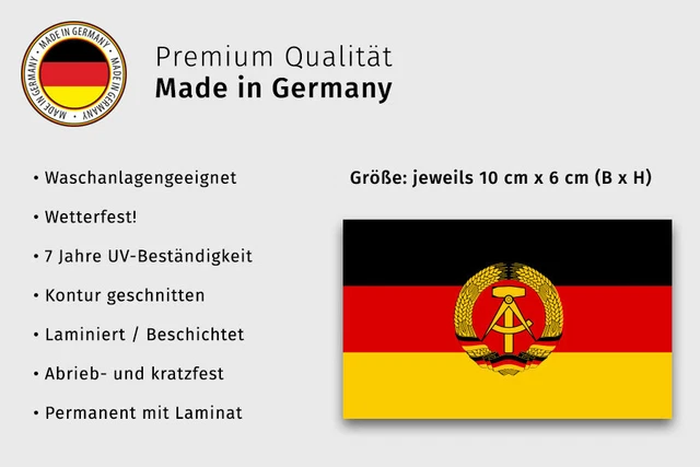 Deutschland Aufkleber Mit Flagge - 100x134mm UV-beständig & Waschstraßenfest