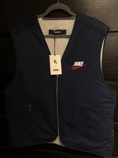 NIKE X SUPREME Reversible Nylon Sherpa Vest gilet Size L RARE