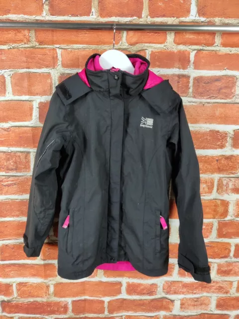 Girls Coat Age 9-10 Years Karrimor Black Hooded Jacket Removable Fleece 140Cm