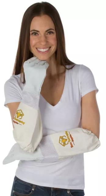Costume apicole ventilé et gants en peau de chèvre et autocollants famille d'abeilles - YKK Meta... 3
