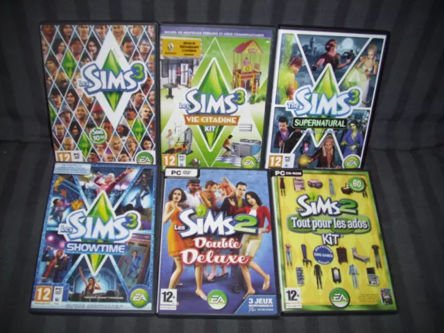 Lot de 6 jeux PC Les sims 2 et 3