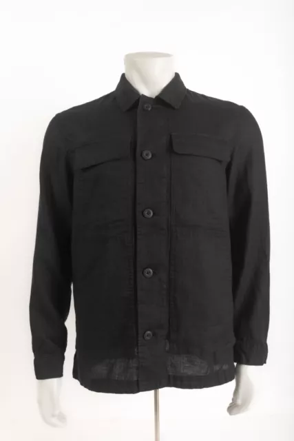 MASSIMO DUTTI MENS Linen Jacket Overshirt Lightweight M Black 3425/207 ...