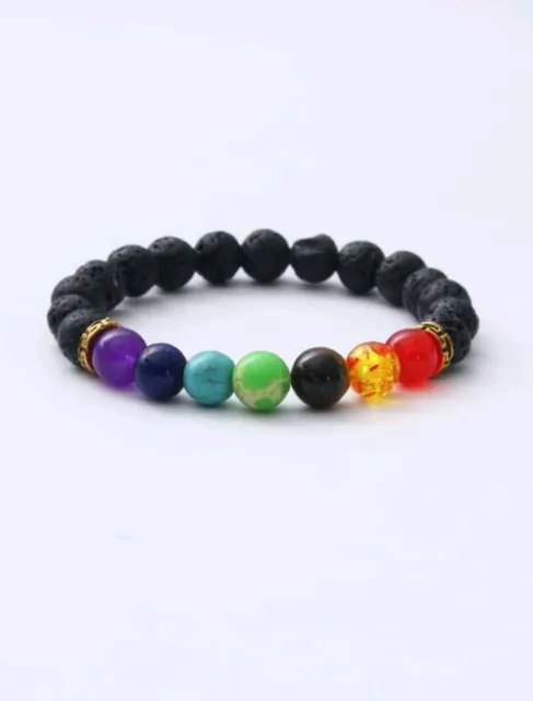 7 Chakra Healing Beaded Bracelet Natural Lava Stone Diffuser Zen Yoga Jewelry
