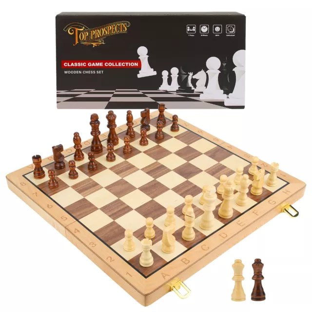 Wooden Chess Set by TOP PROSPECTS™ - 39CM Folding Chess Board with Crafted Chess