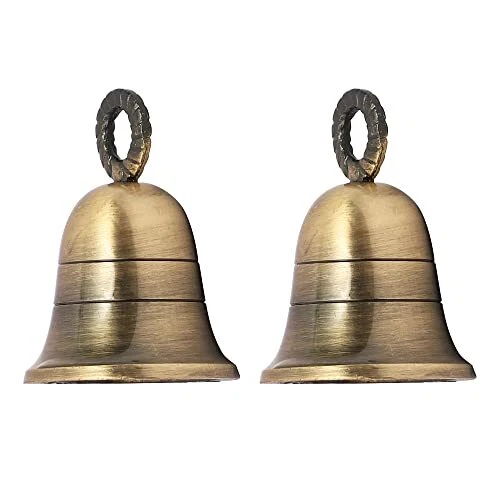 3" Height Indian Brass Bells Jingle Bells for Home Door Décor, Crafts,
