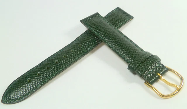 Bracelet de montre en cuir de lézard vert sur mesure 16