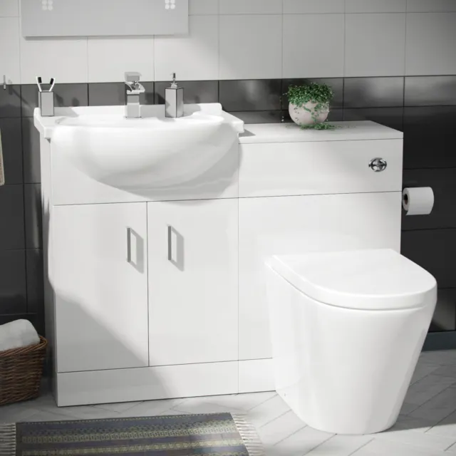 1050 mm Basin Sink Vanity Cabinet and BTW WC Toilet Set Bathroom Suite| Laguna 3