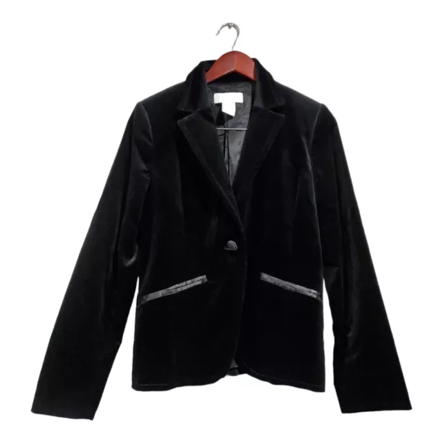 NWT Marshall Fields Women's Black Velvet Blazer Jacket Pockets Lined Size 6