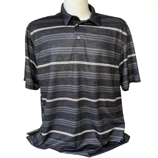 Ben Hogan Mens Golf Polo Shirt Black Gray White Short Sleeves Stripes Size 2XL