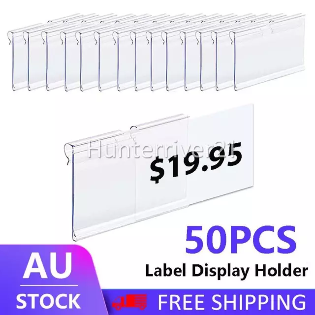 50X Clear PVC Plastic Price Tag Sign Label Display Holder Thickening For Rack