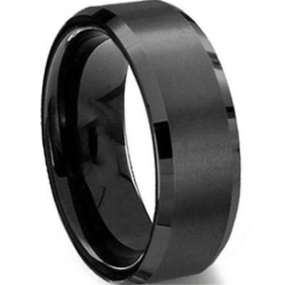 8MM Stainless Steel Ring Band Titanium Black Men's SZ 6 to 12 Wedding Rings