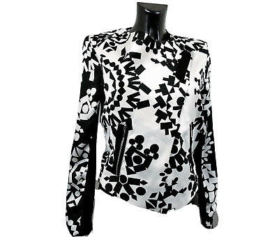 RIVER ISLAND Woman Jacket/Shirt Monochrome Black/White Bikers Style NWT Sz uk10