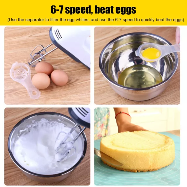 7 Speed Electric Hand Mixer Stainless Steel Egg Beaters Cream Baking Cake SD