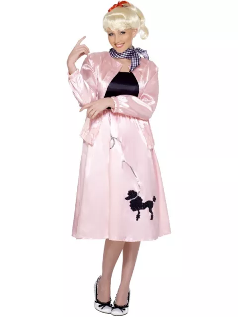 Pink Poodle Dress Long 50's Grease Costume Medium UK 12-14 Ladies Fancy Dress