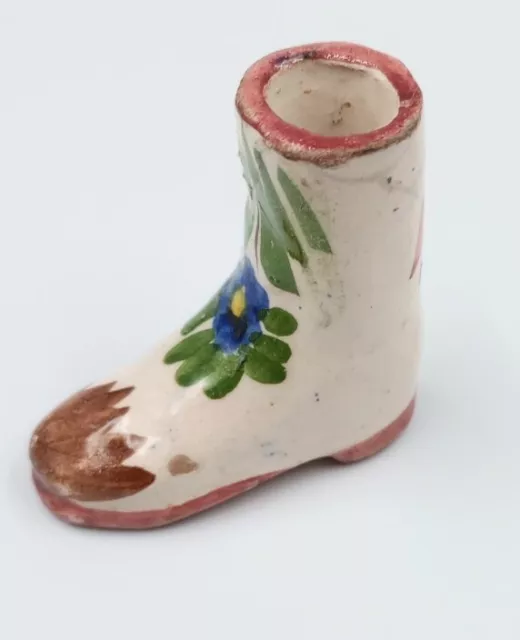Vintage Miniature Floral Boot Shoe Ceramic Figurine Made in Italy 2X2" ~as is