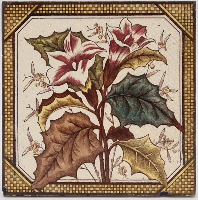 Victorian Fireplace Tile Floral Transfer Print & Tint 1890's