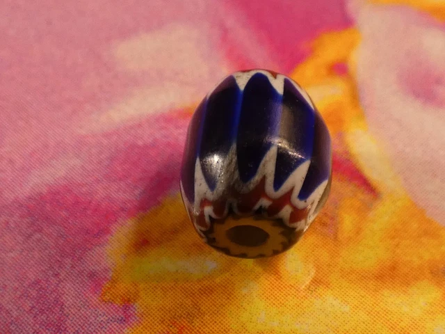 Antique Blue Color Rare 6 Layered Chevron Trade Tube Bead 8.3-7.2 Mm Collection