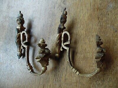 Pair of French Reclaimed Curtain Hooks Gilded Metal