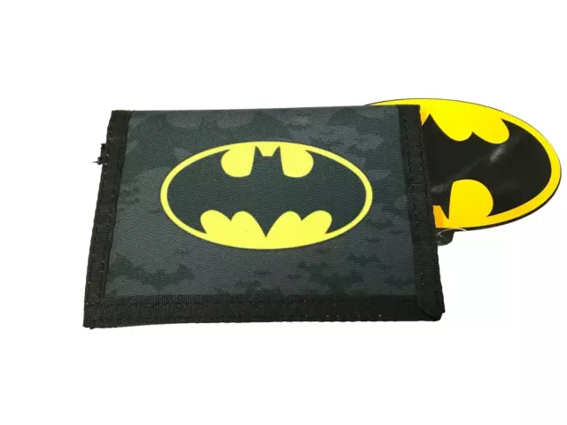 Official Batman Dc Comics Bat Logo Boys Trifold Money Change Notes Wallet New