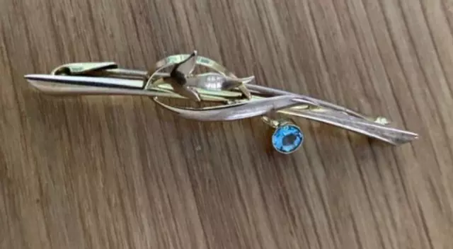 Beautiful Antique 9ct Gold Aquamarine Brooch