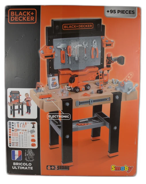 Smoby - Black+Decker - Banchetto Bricolo One - Giocattolo Fai da te per bambini - 79 Accessori - A partire dai 3 anni - 7600360732