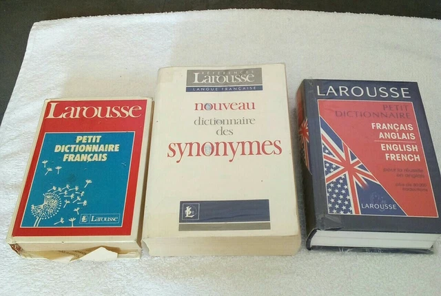 Lot de 3 petit dictionnaire Larousse français-anglais- Synonymes- français