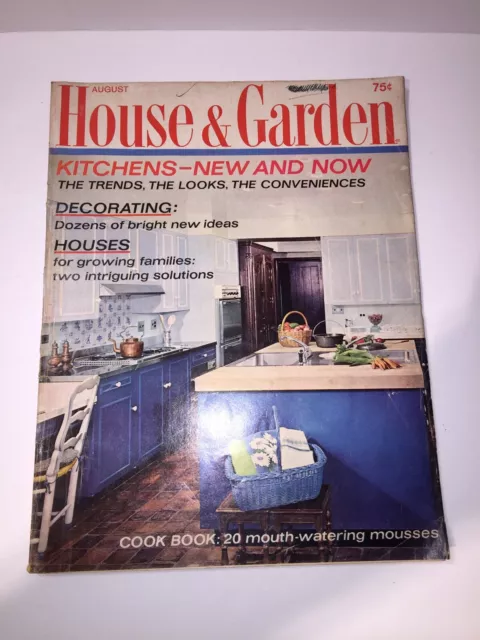 HOUSE & GARDEN August 1968 Kitchen Decorating House Cook Book Recipes Living VTG