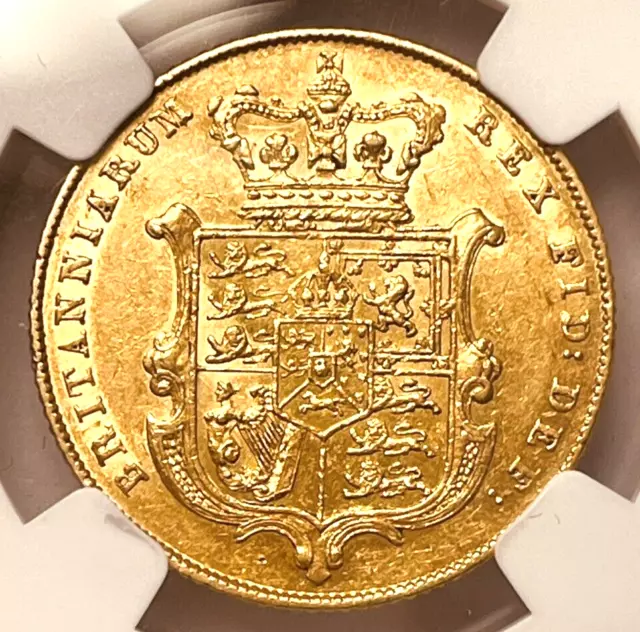 SCARCE 1825 George IV BARE HEAD Full Gold Sovereign NGC AU53 re1 2