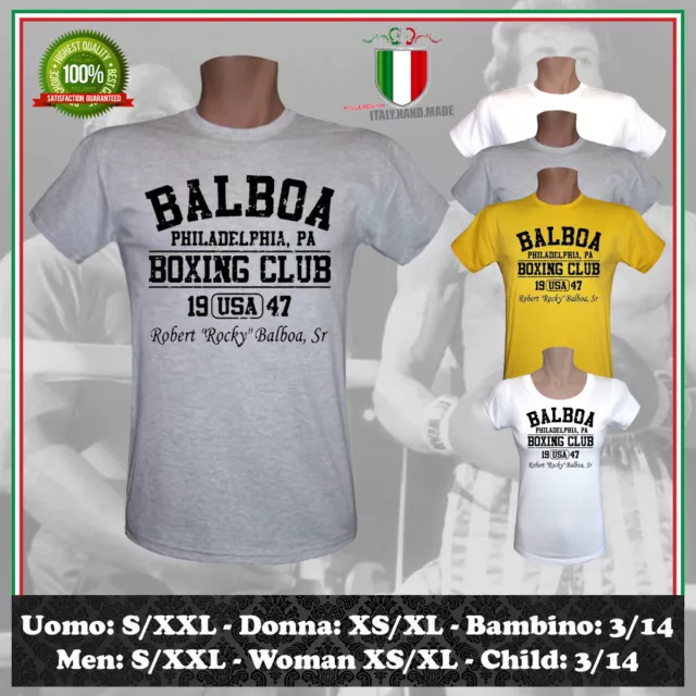 T-Shirt Rocky Balboa Boxing Club Team Boxe Palestra Movie Tv Uomo Donna Bambino