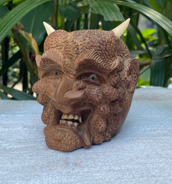 Devil Figurine, Carved Wooden Figure, Evil Freddy Krueger, Skull Carving, Satan