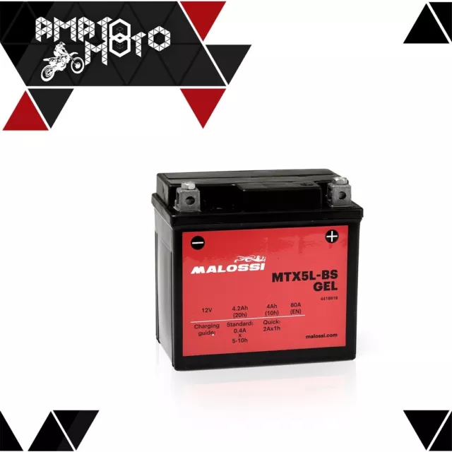 Batterie malossi YTX5L-BS Scellée Gel MTX5L-BS beta RR Motard 125 4T LC