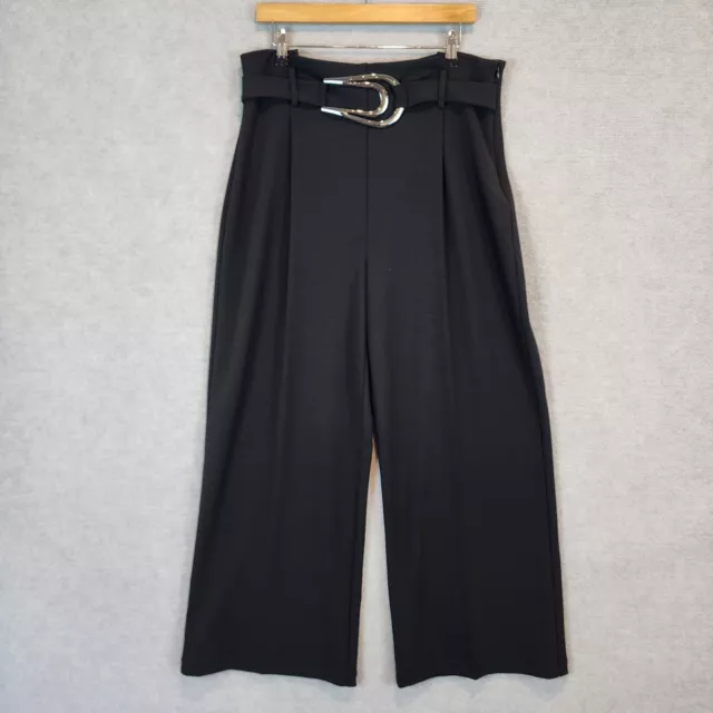 Joseph Ribkoff Womens Pants Size 16 Black Wide Leg Stretch High Waist