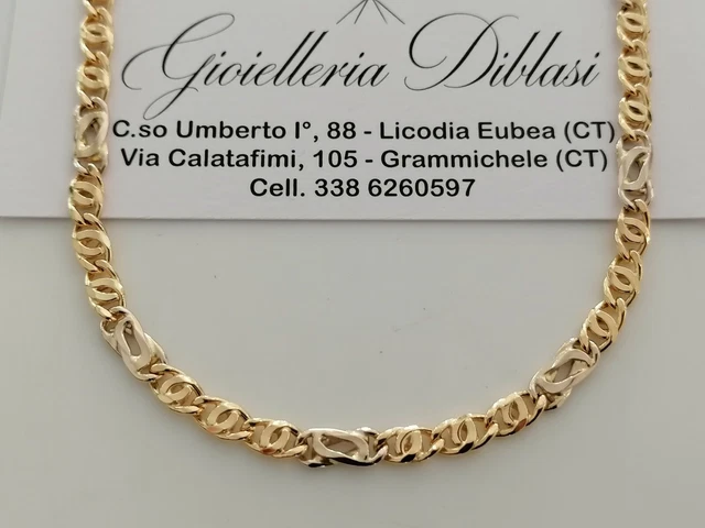 Chaîne Ras-du-cou Or Massif 18K 50 Cm – Or Jaune Et Blanc – Homme/Femme