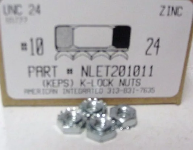 #10-24 Hex K-Lock Nuts With External Tooth Washer Steel Zinc Plated (1000)