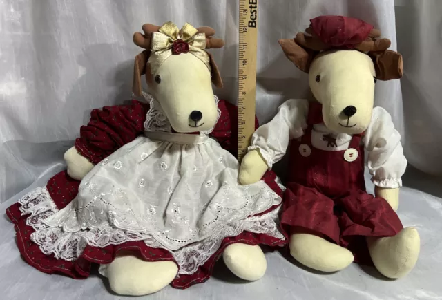 🦌🦌 Handmade Christmas 🎄 Cheer Reindeer Moose Couple Plush 🦌🦌