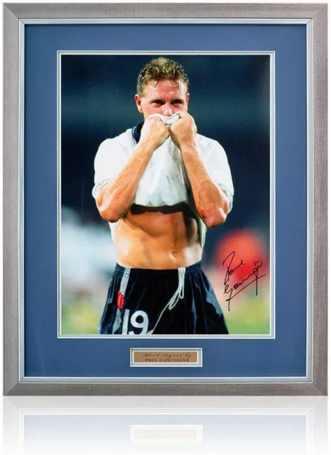 Paul Gascoigne England Legend Hand Signed 16x12'' Italy 90 Photograph AFTAL COA