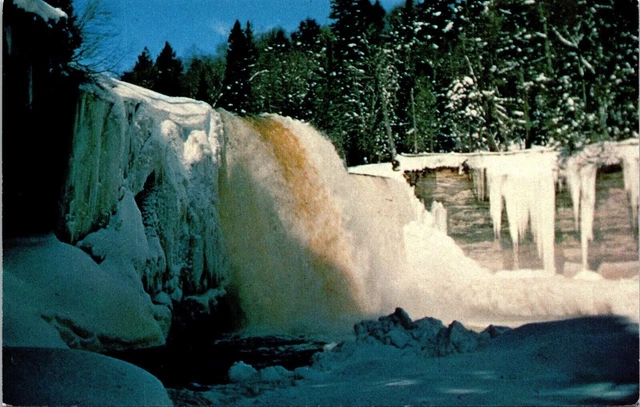 Scenic Rushing Tahquamenon Falls Michigan Upper Peninsula Chrome Postcard
