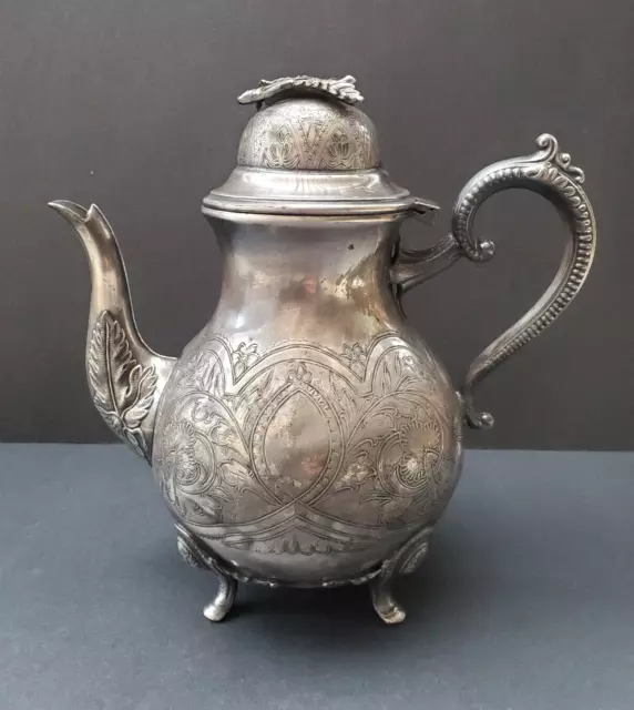 Antique English Steinhart & Co Birmingham Silverplated Teapot Early C20th Damage