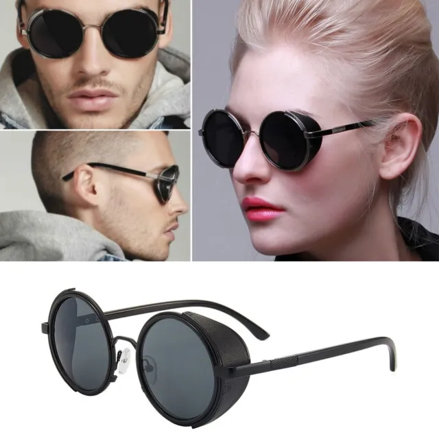 Vintage Retro Steampunk Round Sunglasses Cyber Goggles Goth Emo Punk Sun Glasses